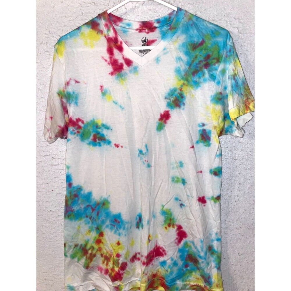 Body Glove Custom Tie Dye Tshirt V neck Size M Rainbow